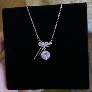 Silver Dragonfly Pendant Necklace with Crystal